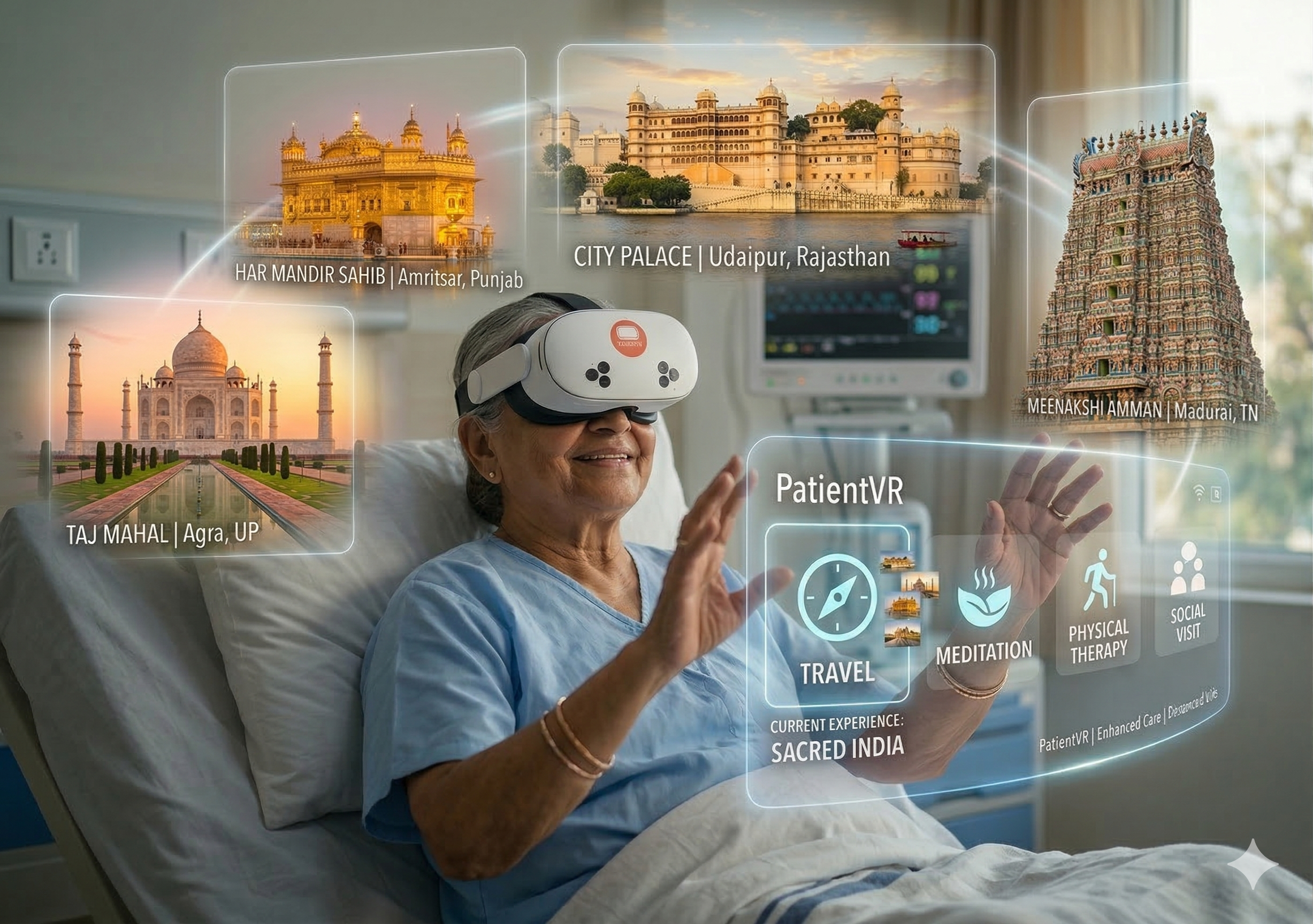 OLD WOMAN WITH CURVED SCREEN