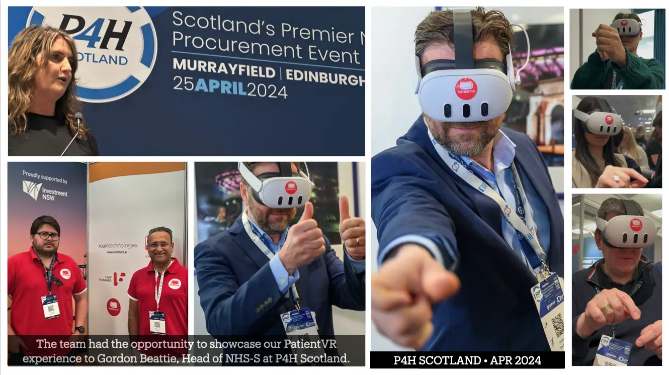 PatientVR exhibits at Scotland premier P4H Event as part of Investment NSW cohort