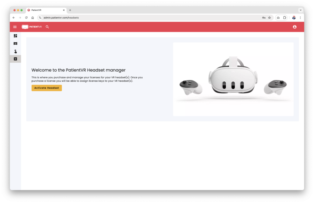 PatientVR headset manager