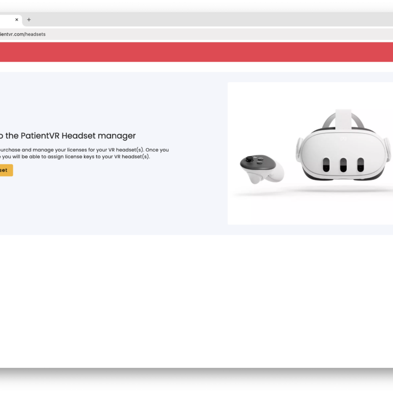 PatientVR headset manager