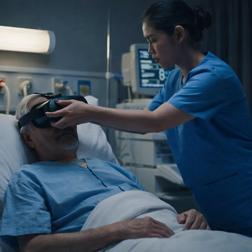 Nurse Adjusting VR Headset