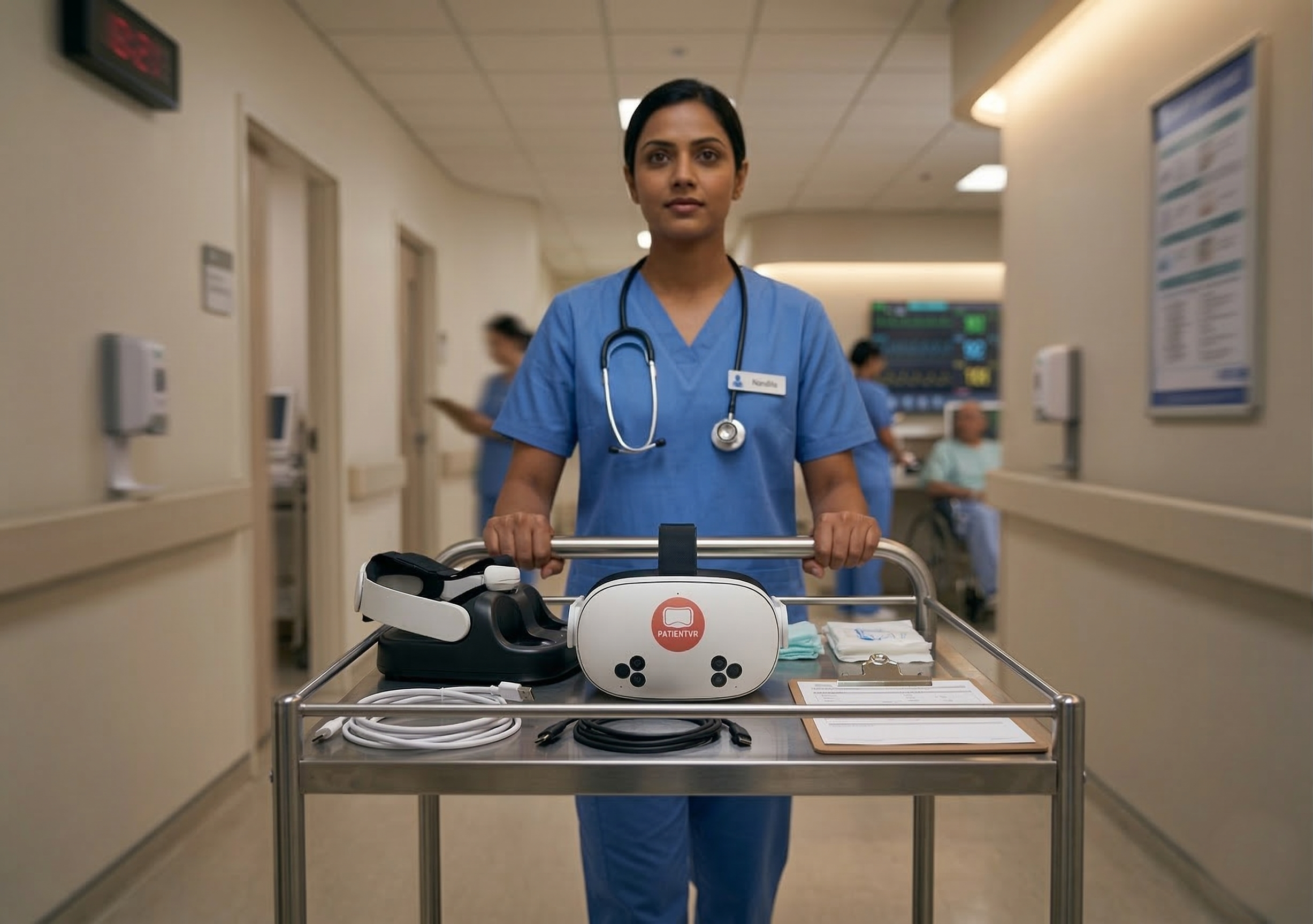 Nurse delivering the PVR Headseat